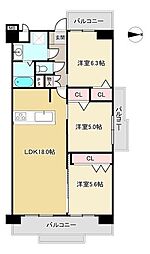 シャトー第2八戸の里 3LDKの間取図画像