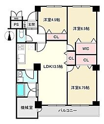 八戸ノ里グランドマンションB棟 3LDKの間取図画像