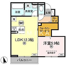 コーポラス新福A 1LDKの間取図画像