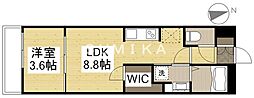 JR宇野線 大元駅 徒歩26分の賃貸マンション 2階1LDKの間取り