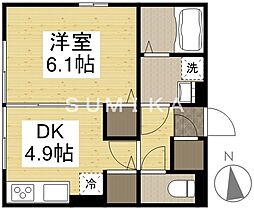 JR宇野線 備前西市駅 徒歩20分の賃貸アパート 2階1DKの間取り
