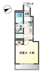JR宇野線 大元駅 徒歩31分の賃貸アパート 1階1Kの間取り