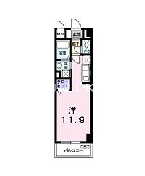 JR宇野線 大元駅 徒歩12分の賃貸マンション 3階ワンルームの間取り