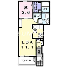 岡山電気軌道東山本線 東山・おかでんミュージアム駅駅 徒歩9分の賃貸アパート 1階1LDKの間取り