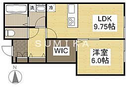 JR宇野線 大元駅 徒歩35分の賃貸アパート 1階1LDKの間取り