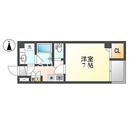 JR山陽本線 岡山駅 徒歩10分の賃貸マンション 5階1Kの間取り