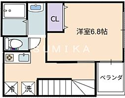リルシア南棟 1Kの間取図画像
