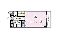 JR山陽本線 岡山駅 徒歩29分の賃貸マンション 4階ワンルームの間取り