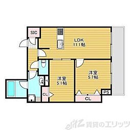 Parc de Vert Esaka 2LDKの間取図画像