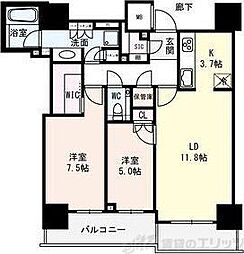 ザ・セントラルマークタワー 2LDKの間取図画像