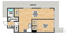 ダイアパレス淡路 1LDKの間取図画像
