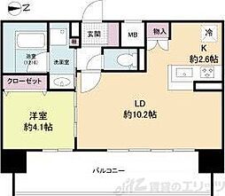 ソルレヴェンテ新梅田 1LDKの間取図画像