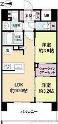 ソルレヴェンテ新梅田 2LDKの間取図画像