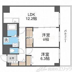 RESIDIA西天満 2LDKの間取図画像