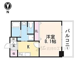クレール南茨木 1Kの間取図画像