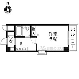 林泉第2ビル 1Kの間取図画像