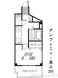 アンフィニィ・真上 1Kの間取図画像