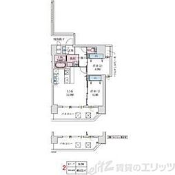 スプランディッド梅田WEST 2LDKの間取図画像