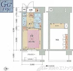 エステムコート梅田東アクアパレス 1Kの間取図画像