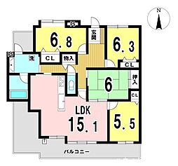 パステル音羽 4LDKの間取図画像