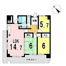 ナビタウン一宮マンション 3LDKの間取図画像