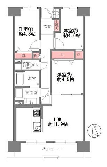 3LDK 間取り