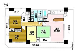 プレサンスレジェンド上新庄 3LDKの間取り
