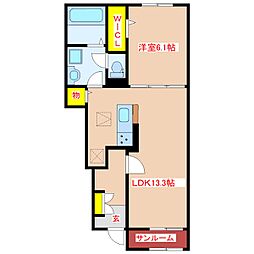 出水市昭和町アパート 1LDKの間取図画像