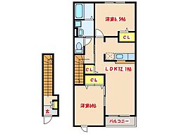 グランツレジデンスB 2LDKの間取図画像