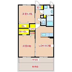 レジデンス平佐西通り 2LDKの間取図画像