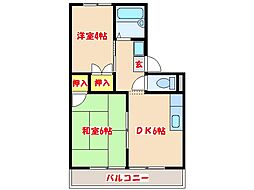 スカイハイツＦ1 1階2DKの間取り