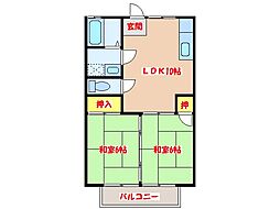 シャインキャッスル 2階2LDKの間取り