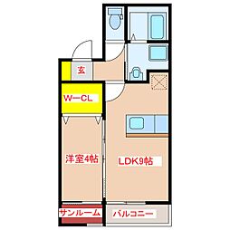 ＢＲＥＺＺＡ 2階1LDKの間取り