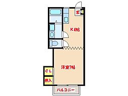パストラーレ平佐 ワンルームの間取図画像