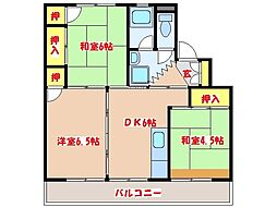 フォレストタウン川内1号棟 2LDKの間取図画像