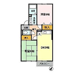 コンフォール里音 2DKの間取図画像