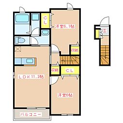 カーサ・フェリーチェ3 2LDKの間取図画像