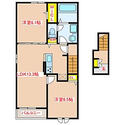 天テラスI 2LDKの間取図画像
