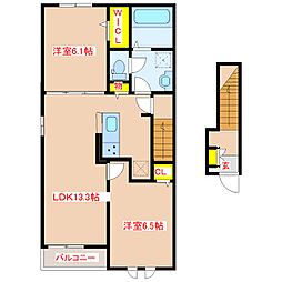 さくらヒルズ A 2LDKの間取図画像