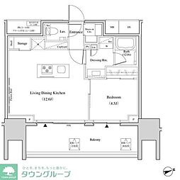 ザ・パークハビオ北千住 1LDKの間取図画像