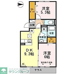 セジュール保塚A 2DKの間取図画像