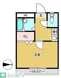 シャルマン草加駅前 1Kの間取図画像
