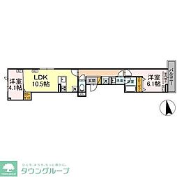 セレスティア北加平 2LDKの間取図画像