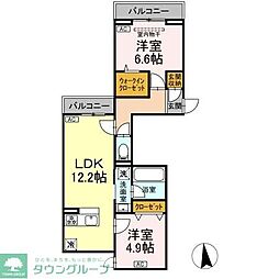セレスティア東保木間II 2LDKの間取図画像