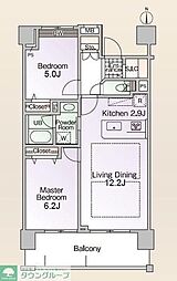 ロイヤルパークス新田 2LDKの間取図画像