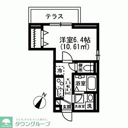 grandir舎人 1Kの間取図画像