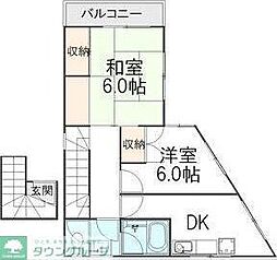パラダイム堀之内 2DKの間取図画像