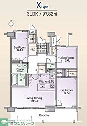 ロイヤルパークス新田 3LDKの間取図画像