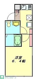 atlas四ツ木 1Kの間取図画像