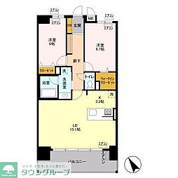 ロイヤルパーリスリバーサイド 2LDKの間取図画像
